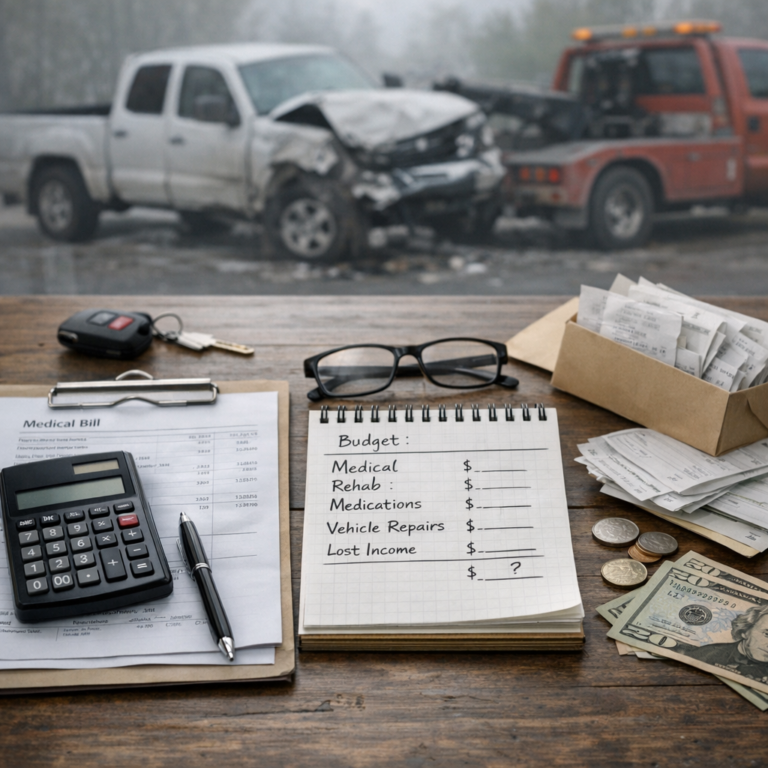 budget adjustment costs injury illustration for Budget adjustment expenses after truck injuries
