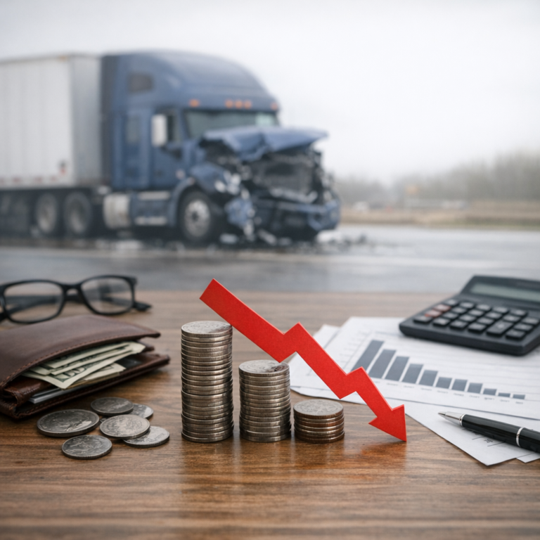 Illustration of Career change income loss after truck accidents