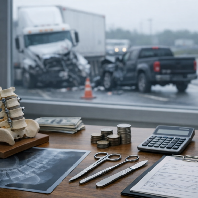 future surgery costs truck illustration for Future surgery expenses after truck accidents