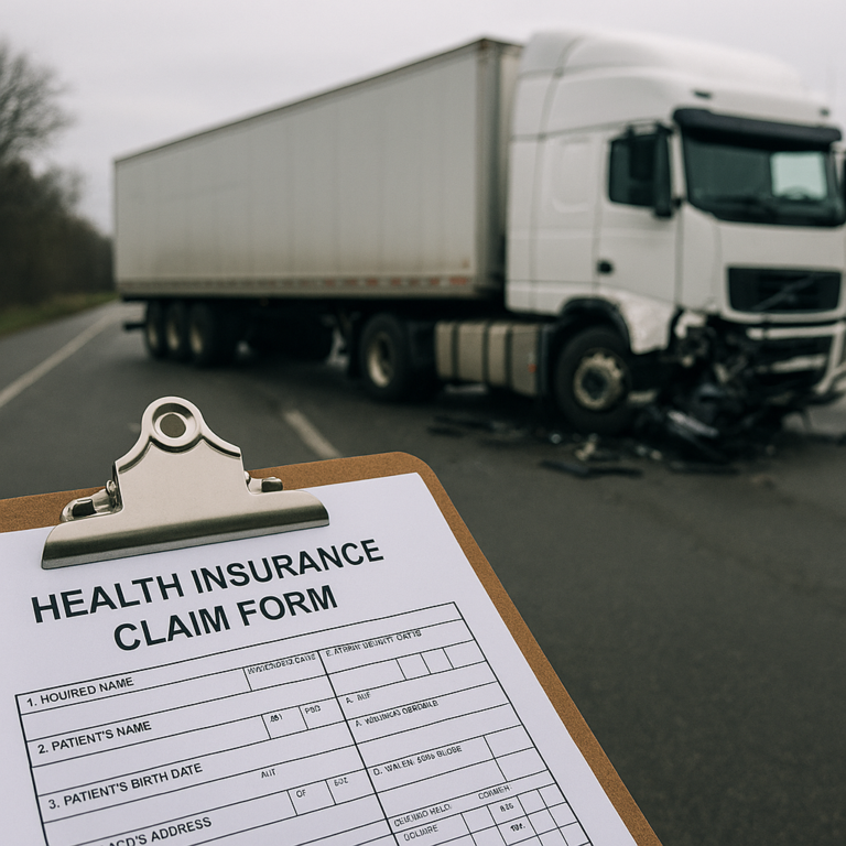 health insurance claims truck illustration for Health insurance claims related to truck accident injuries