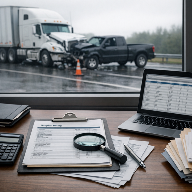 hospital billing audit truck illustration for Hospital billing audits after truck accidents