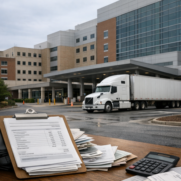 long stay billing hospital truck illustration for Hospital billing challenges after long stays