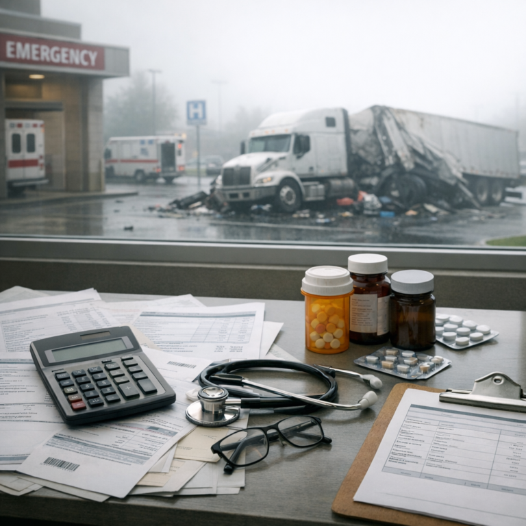 billing complications truck illustration for Hospital billing complications after catastrophic truck injuries
