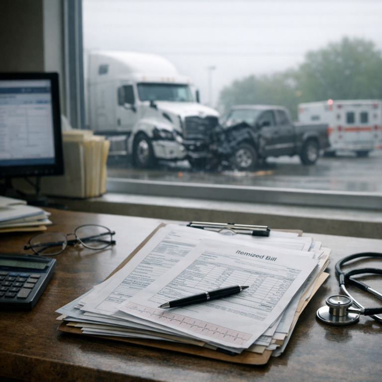 hospital billing documentation truck illustration for Hospital billing documentation after truck accidents