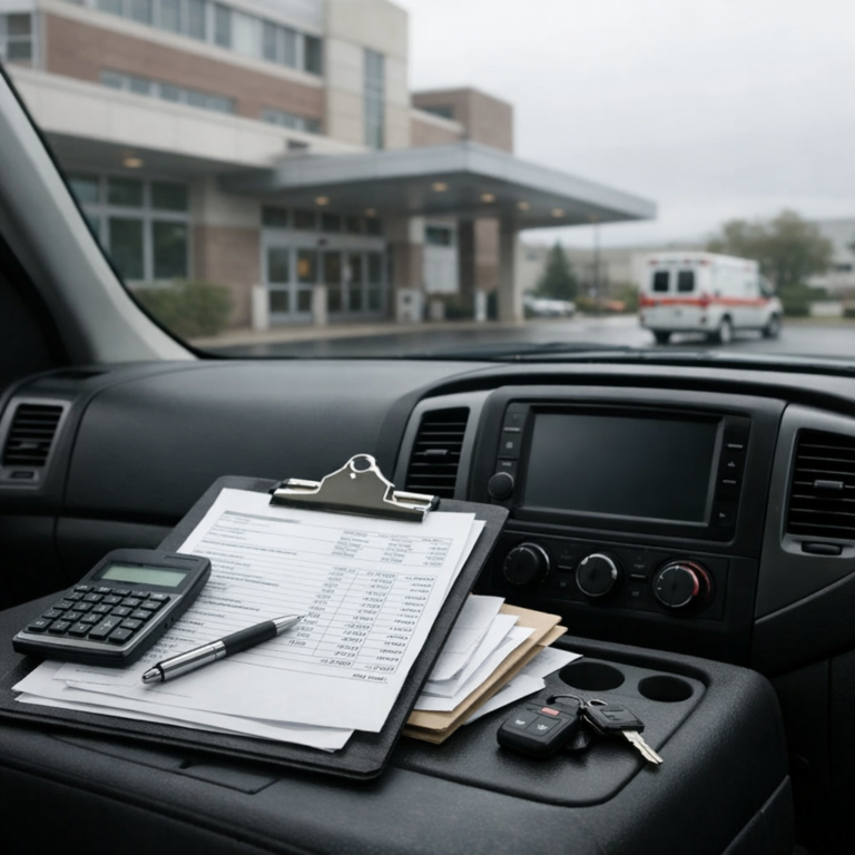 billing review after discharge truck illustration for Hospital billing review after discharge