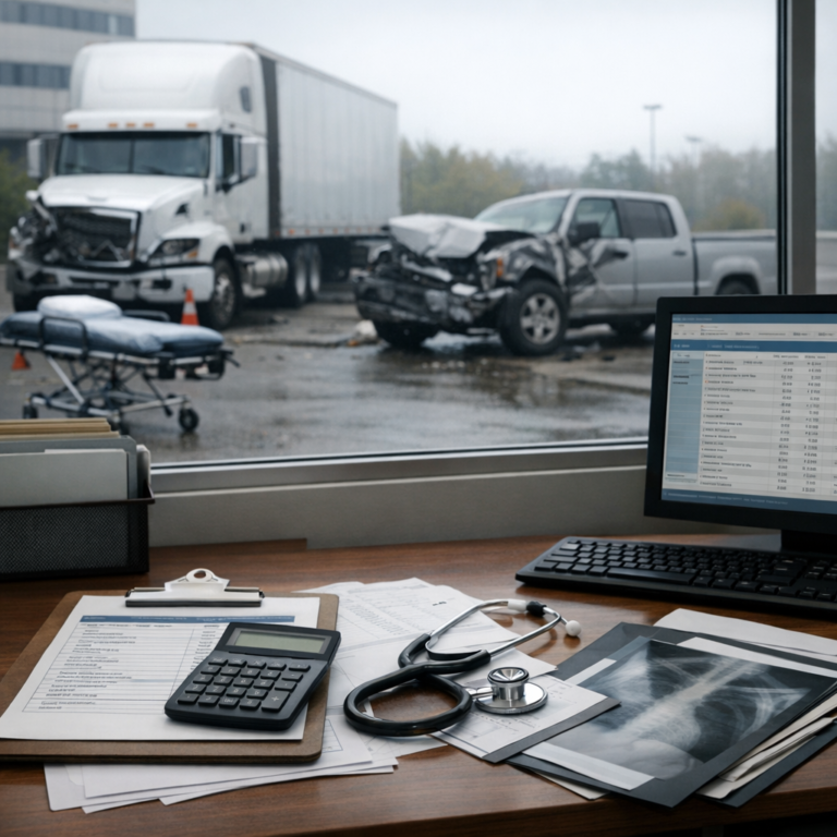 billing review process hospital truck illustration for Hospital billing review process after truck accidents