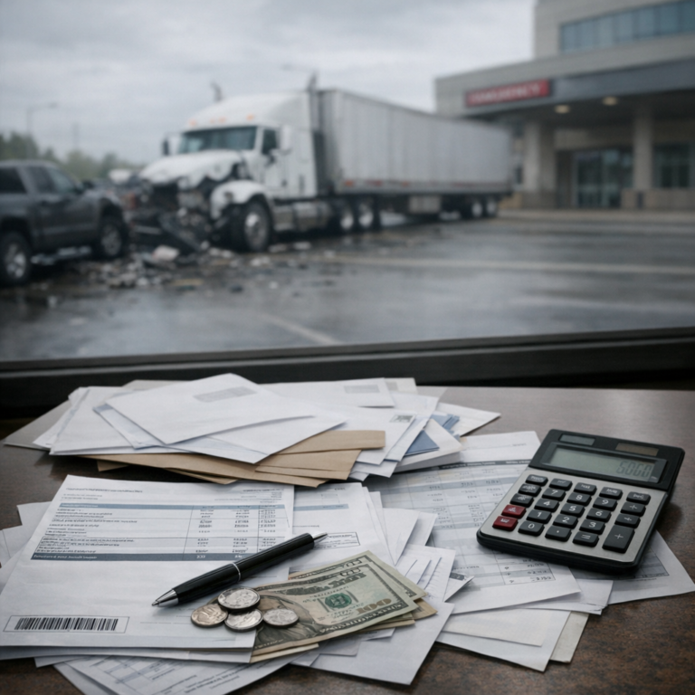 billing stress hospital truck illustration for Hospital billing stress after truck accidents