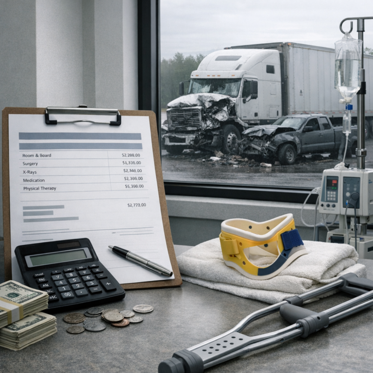 hospital cost breakdown truck illustration for Hospital cost breakdown after truck accident injuries