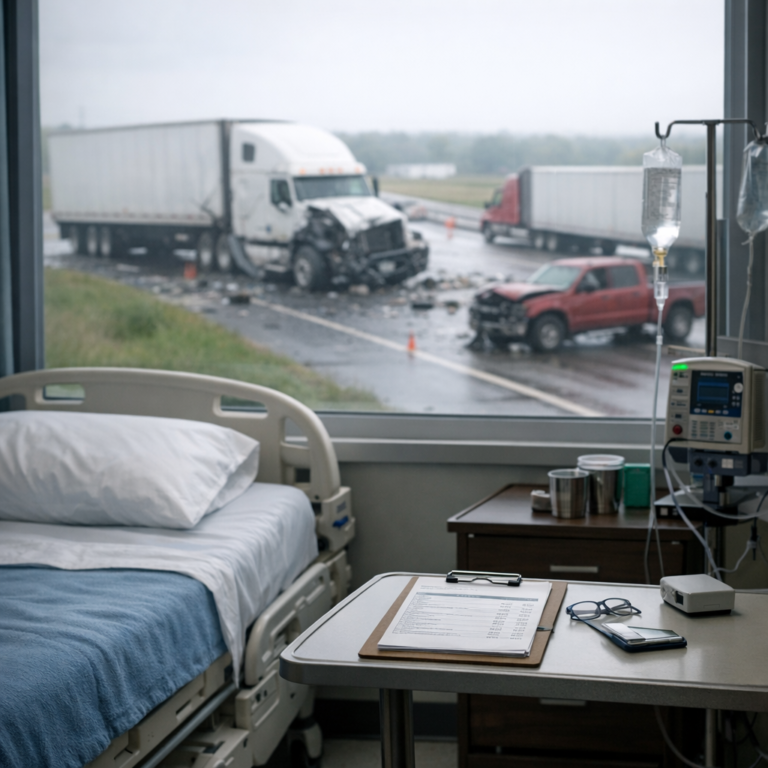 hospital stay cost truck illustration for Hospital stay length and cost after truck accidents