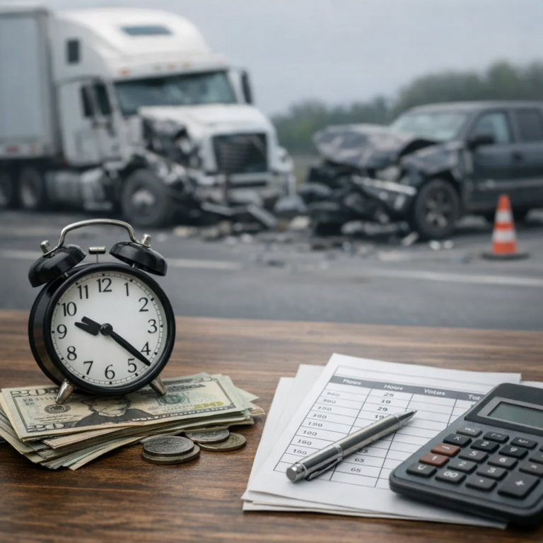 hourly wage loss truck illustration for Hourly wage loss after truck accident injuries