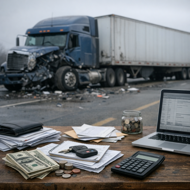 income disruption truck injury illustration for Income disruption following truck accident injuries