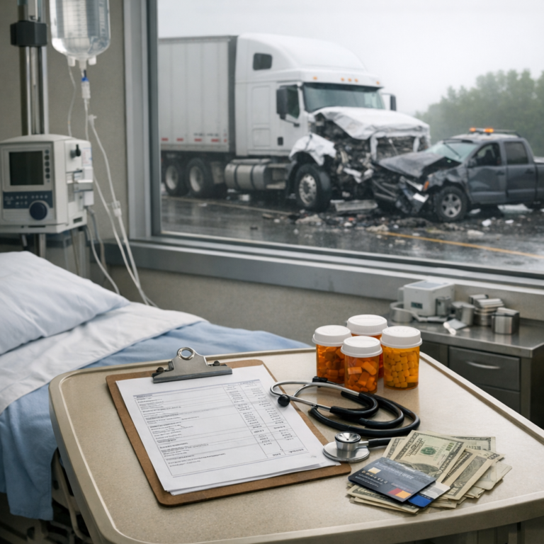 initial hospital expenses truck illustration for Initial hospital expenses after a truck collision