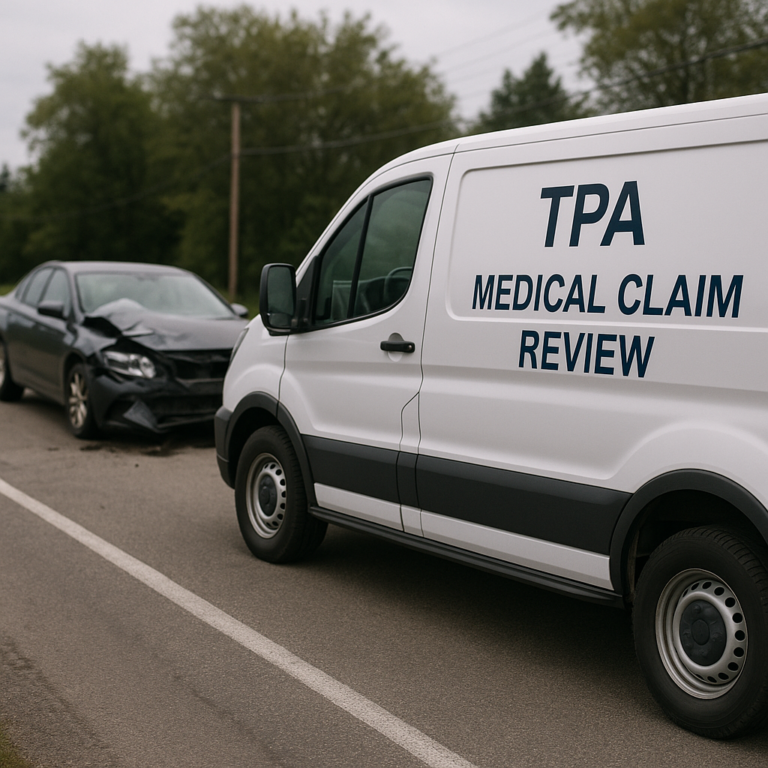 TPA medical claim review truck illustration for Medical claim reviews by third party administrators