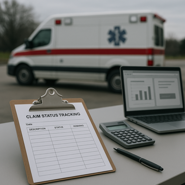 claim status tracking medical truck illustration for Medical claim status tracking with insurers