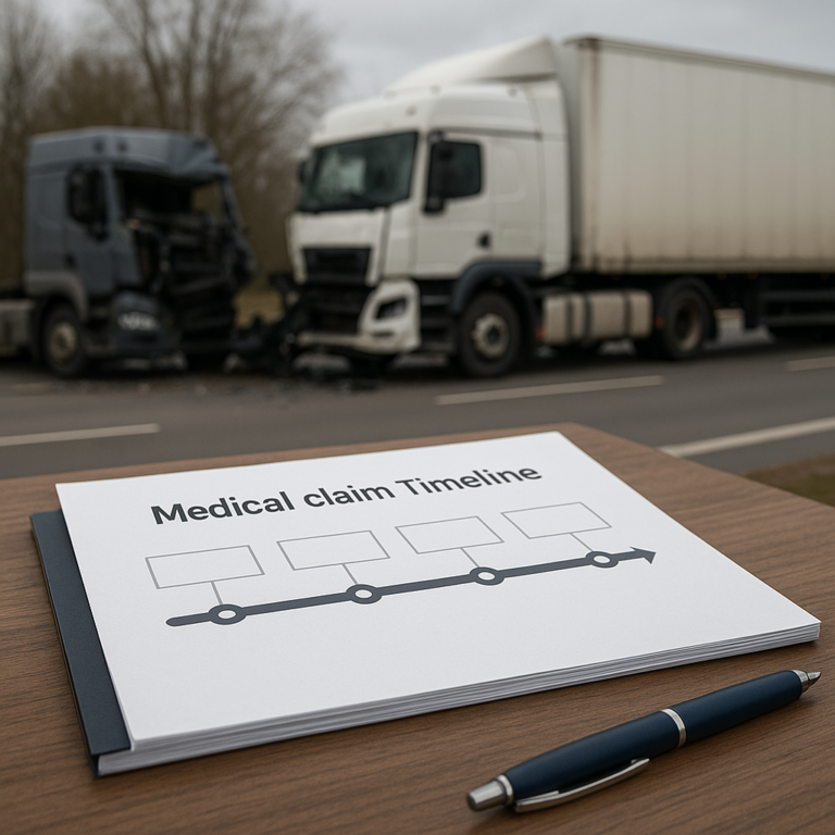 medical claim timeline truck illustration for Medical claim timelines after truck accidents