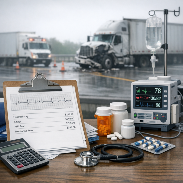 medical monitoring costs truck illustration for Medical monitoring costs after truck injuries