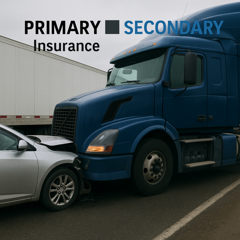primary secondary insurance truck illustration for Primary versus secondary insurance in truck accident claims