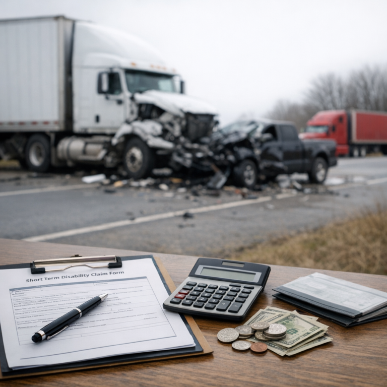 short term disability income truck illustration for Short term disability income changes after truck accidents