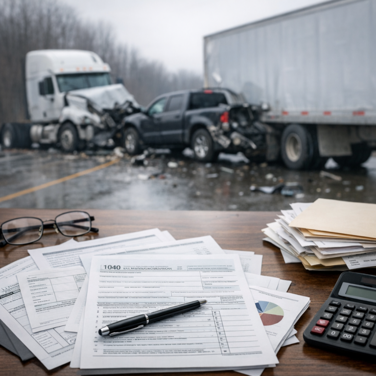 tax return income truck illustration for Tax return income records after truck accidents