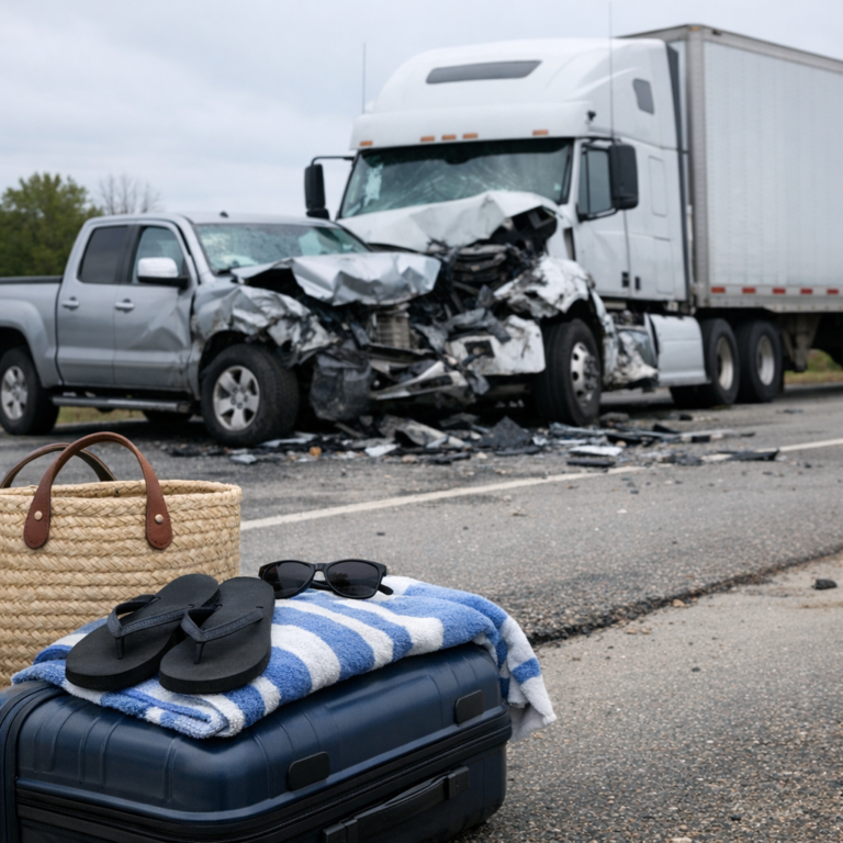 vacation time used truck illustration for Vacation time usage due to truck accident recovery