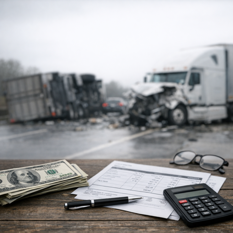 wage loss truck accident illustration for Wage loss after a truck accident