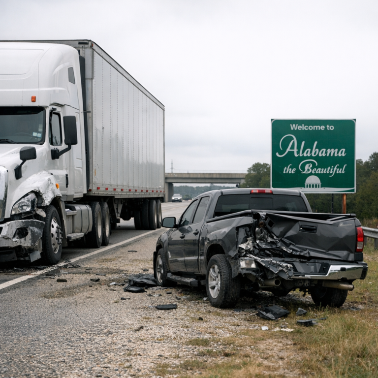 Illustration of Alabama truck accident laws and liability rules